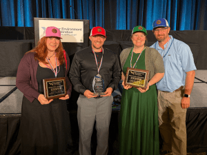 An image of the River Rangers awaiting results from their practice run.